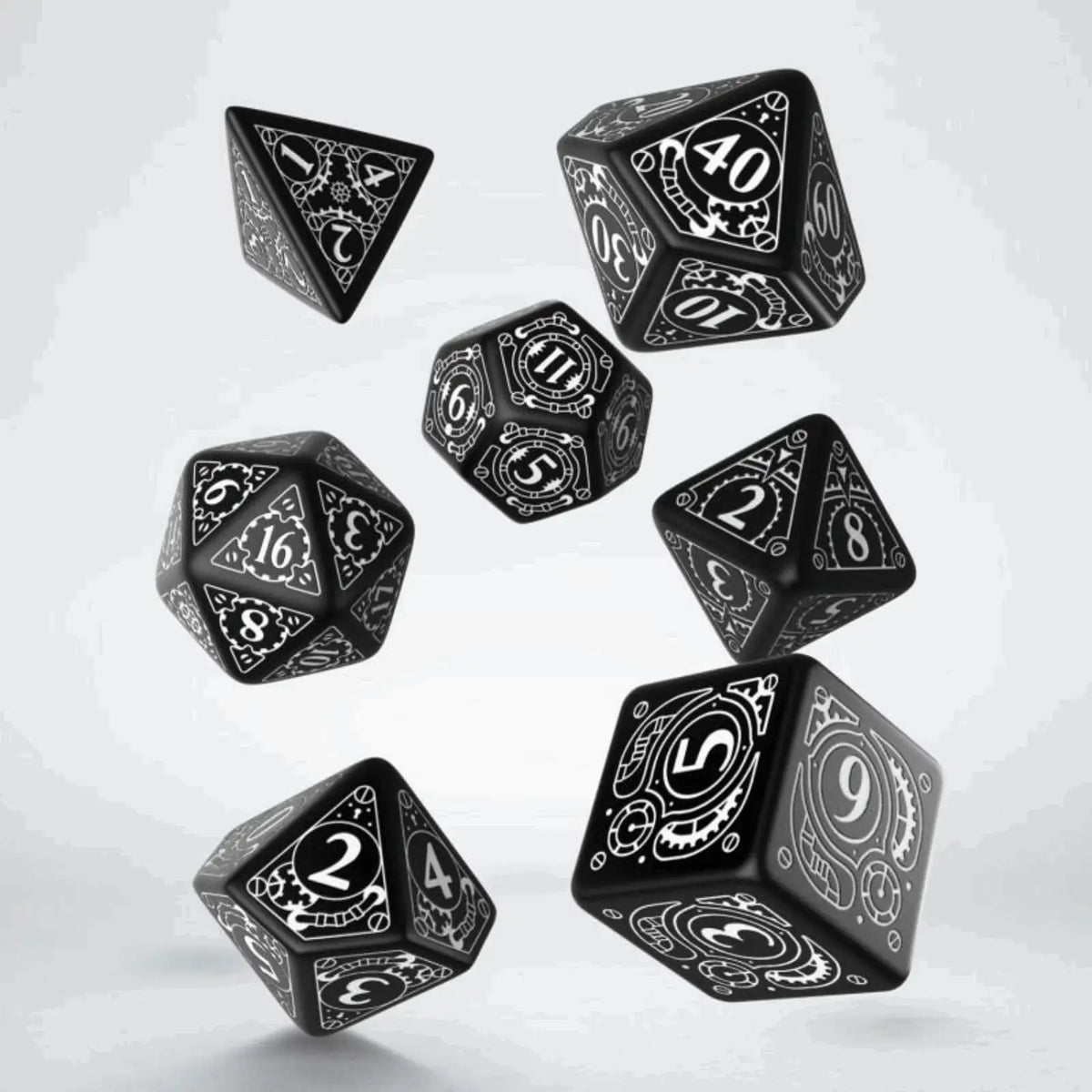 Q Workshop - Steampunk Black & white Dice Set (7)