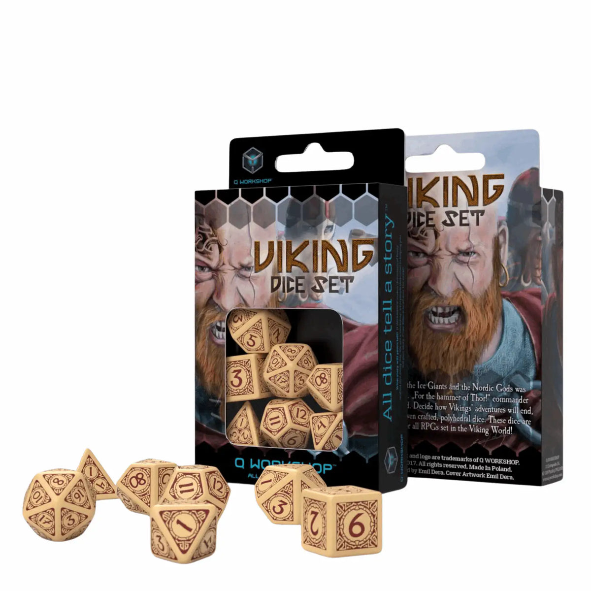 Q Workshop - Viking Beige & burgundy Dice Set (7)