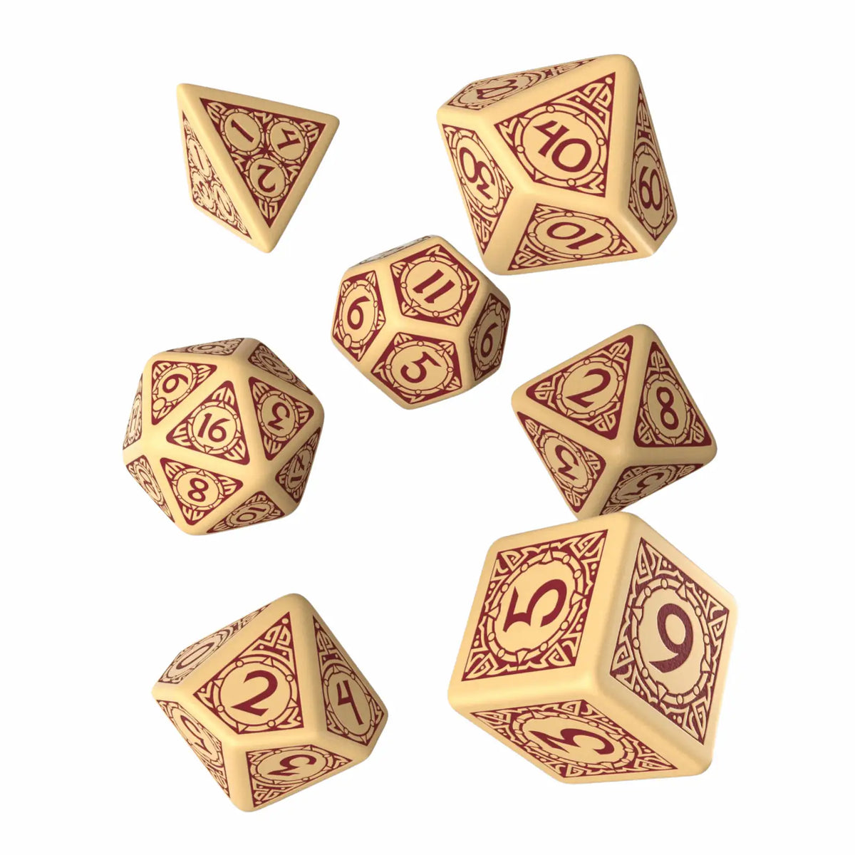 Q Workshop - Viking Beige & burgundy Dice Set (7)