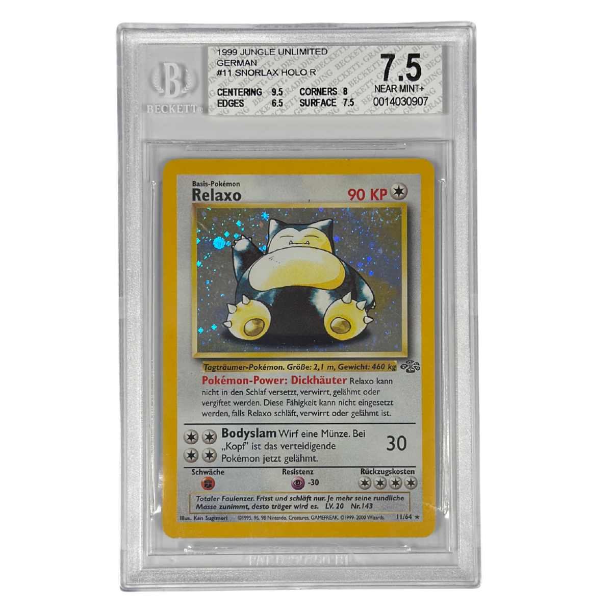 Pokémon - Ronflex Holo #11/64 (Jungle Unlimited) – BGS 7.5 Near mint+