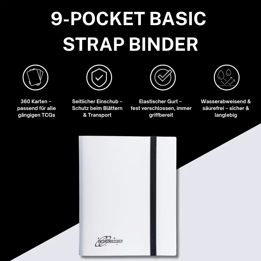 cardcosmos - 9 Pocket Basic Strap Binder - Weiß