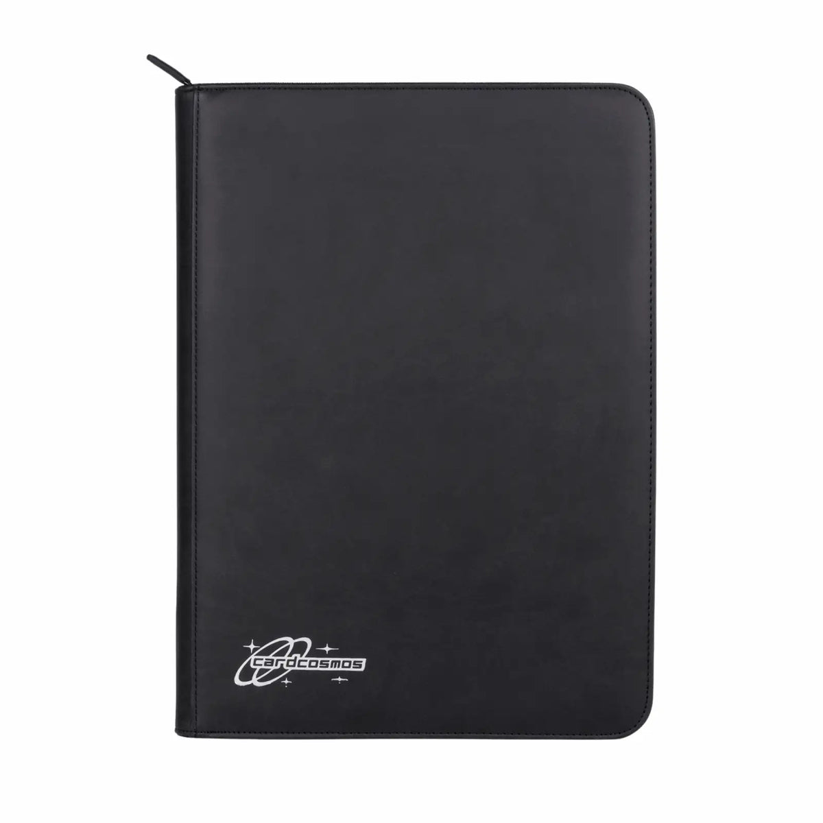 cardcosmos - 9 Pocket Zip Premium Leather Binder - Schwarz/Silber